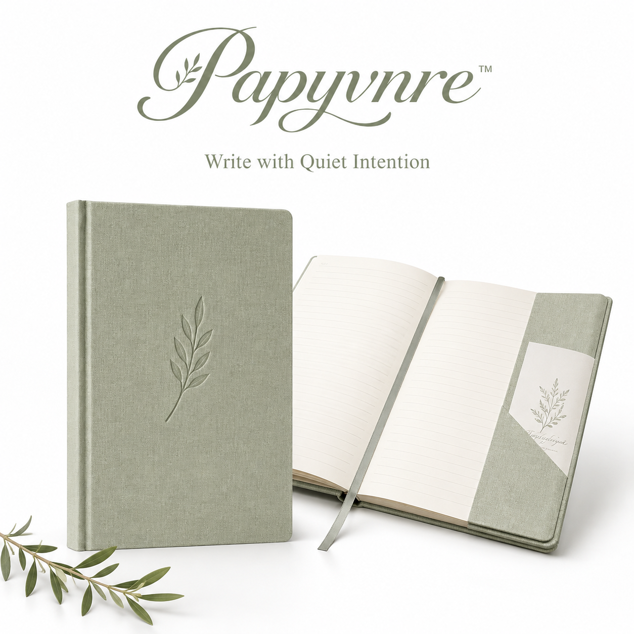 Papyvnre™ Meadowbound A5 Linen Journal – Lay-Flat Hardcover Notebook for Writing, Planning & Reflection