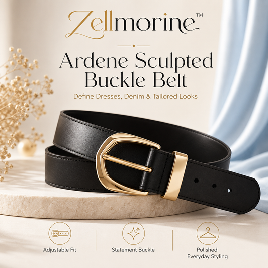 Zellmorine™ Ardene Sculpted Buckle Waist Belt – Adjustable Fashion Belt for Dresses, Jeans & Blazers